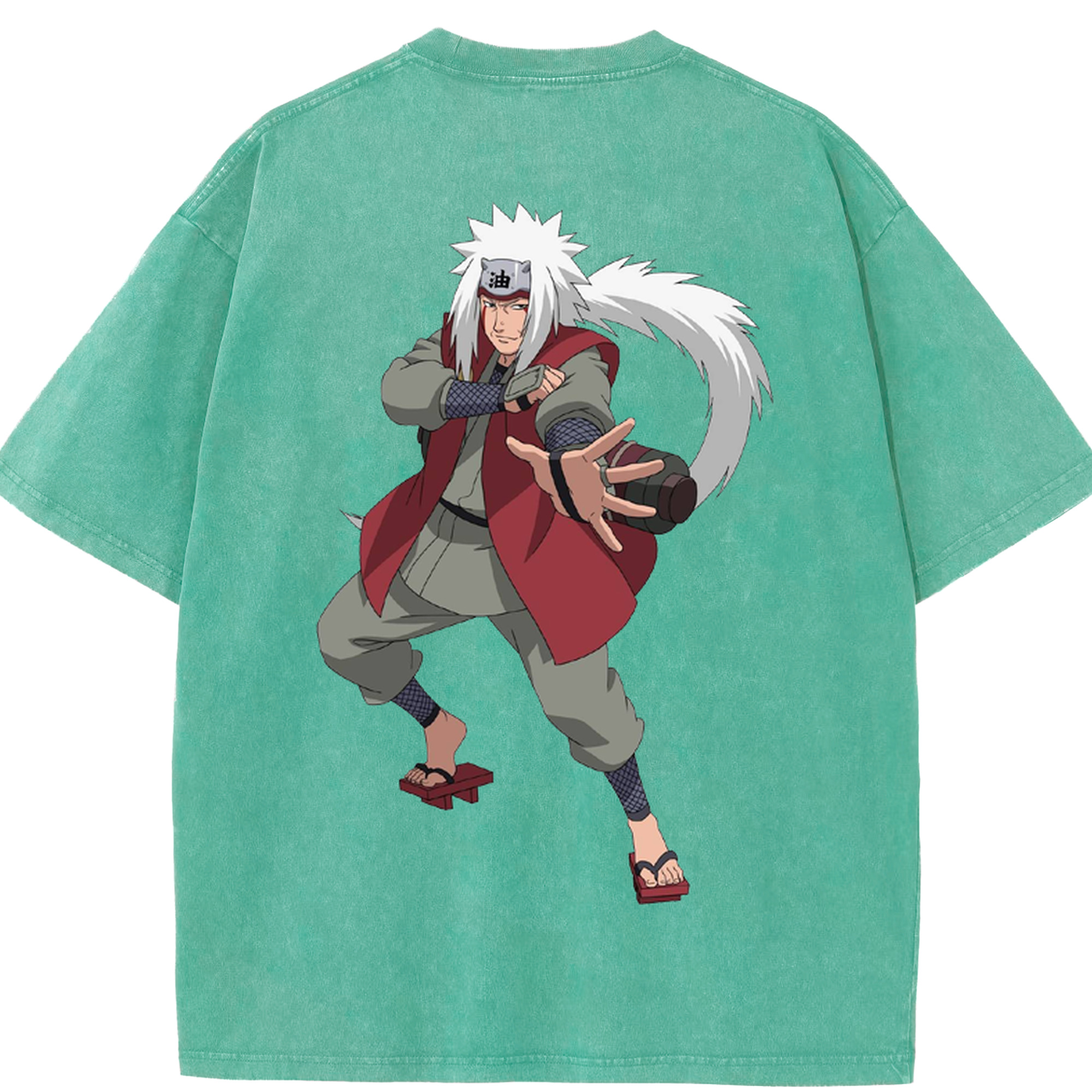 （画像用） NARUTO -ナルト- 自来也（じらいや） Jiraiya 綿100% ヴィンテージ風 半袖Tシャツ（背面プリント）